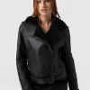 Discount Saint and Sofia Spitfire Shearling Jacket - Black