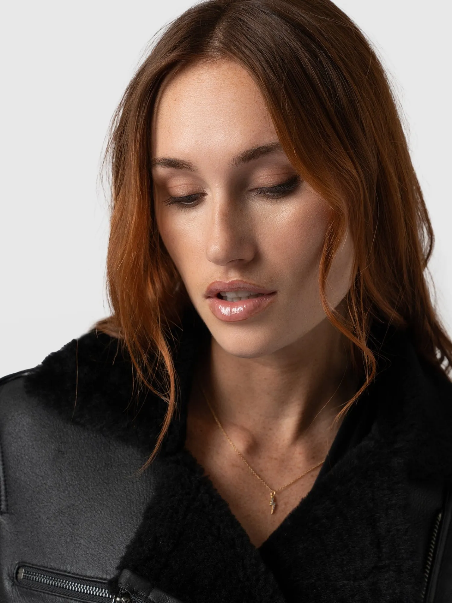 Discount Saint and Sofia Spitfire Shearling Jacket - Black