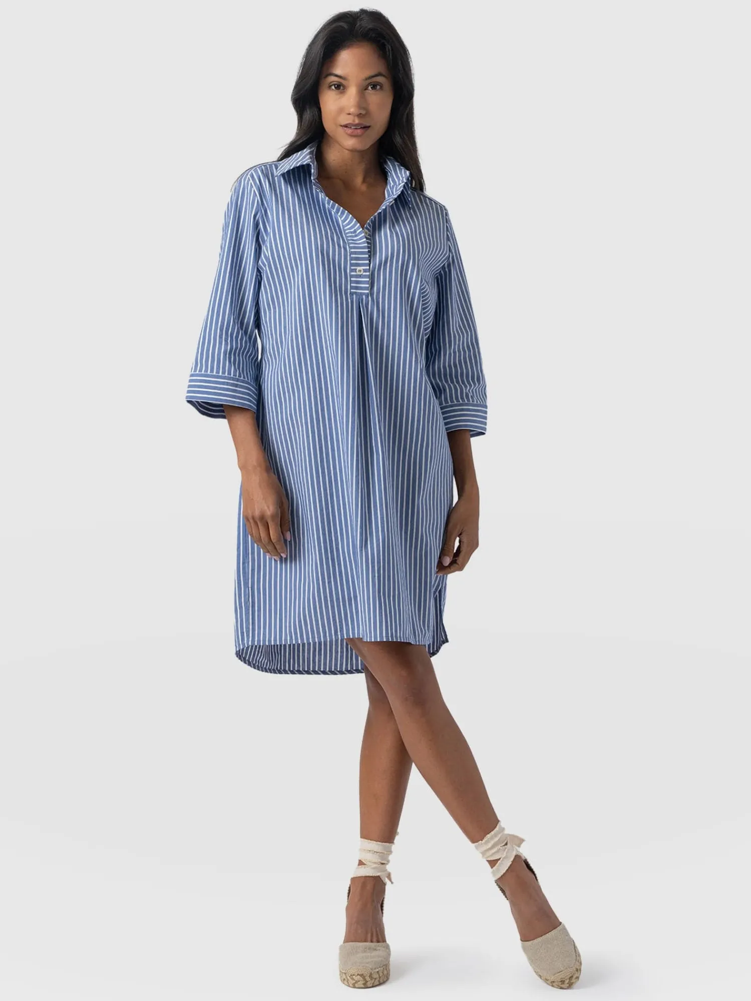 Discount Saint and Sofia Stevie Shirt Dress - Blue Stripe