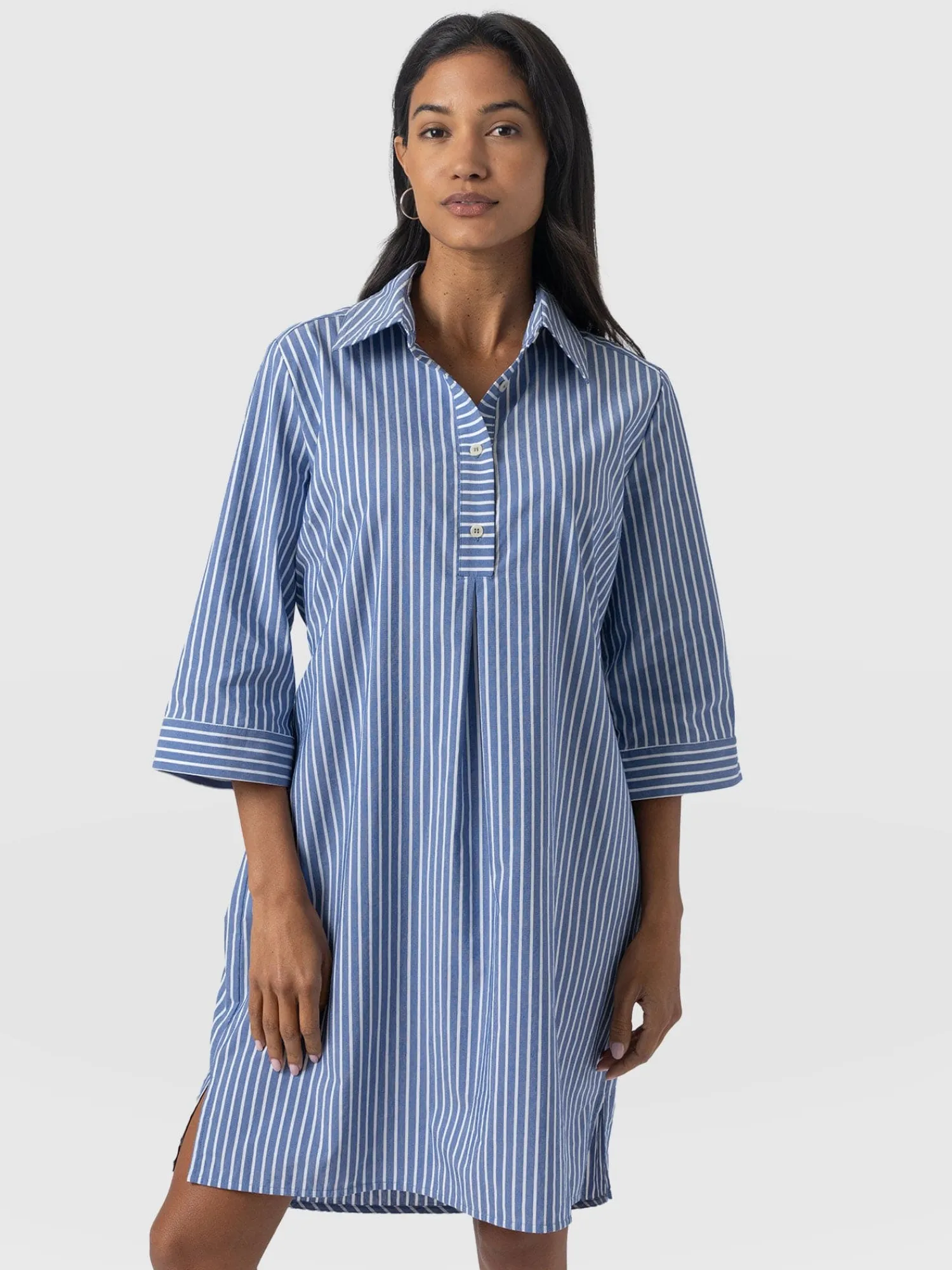Discount Saint and Sofia Stevie Shirt Dress - Blue Stripe