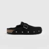 New Saint and Sofia Studded Clogs - Black Shearling