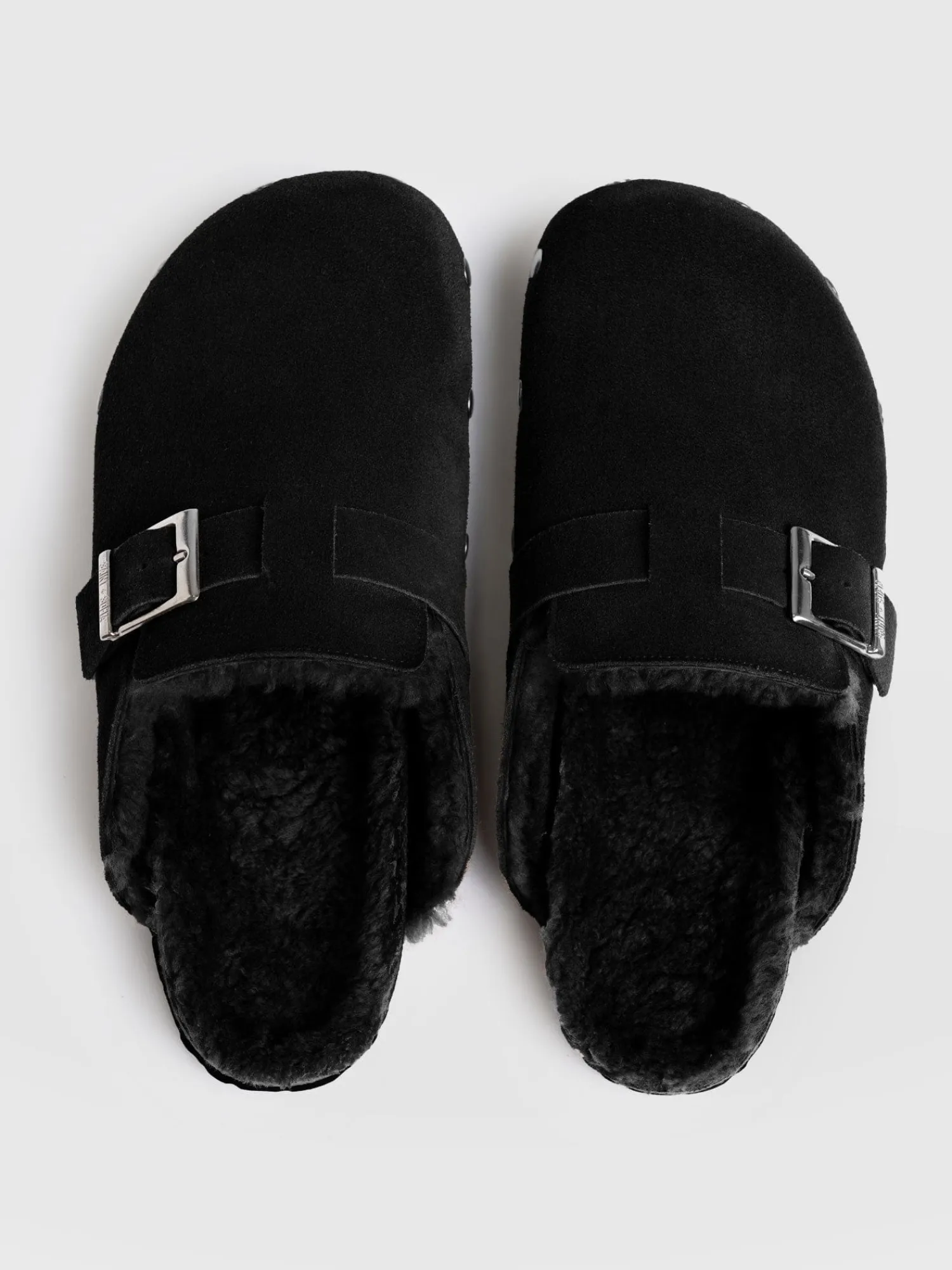 New Saint and Sofia Studded Clogs - Black Shearling