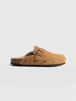 Outlet Saint and Sofia Studded Clogs - Tan Shearling