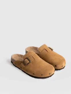 Outlet Saint and Sofia Studded Clogs - Tan Shearling