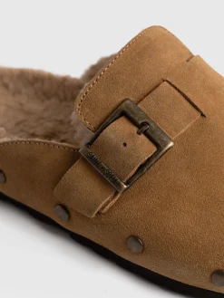 Outlet Saint and Sofia Studded Clogs - Tan Shearling