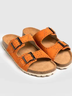 Online Saint and Sofia Studded Sutton Slides - Orange