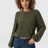Sale Saint and Sofia Suki Lace Hole Knit - Green