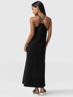 New Saint and Sofia Sunset Dress Black - Red Lurex