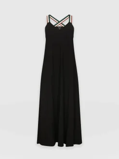 New Saint and Sofia Sunset Dress Black - Red Lurex