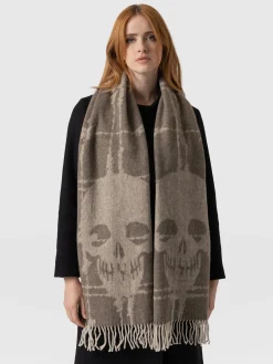 Clearance Saint and Sofia Sutton Skull Scarf - Beige