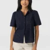 Hot Saint and Sofia Tabitha Short Sleeve Blouse - Navy