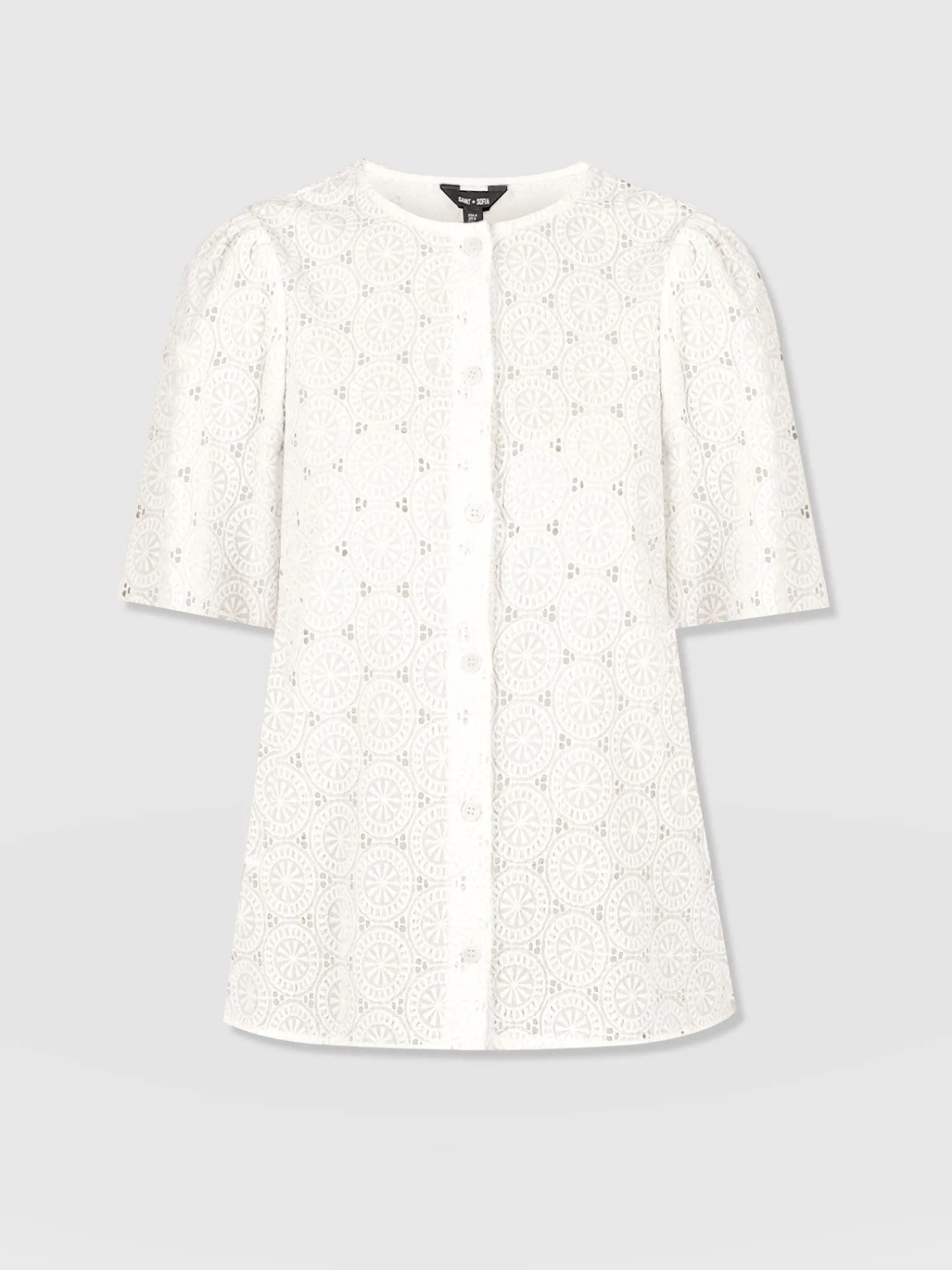 Outlet Saint and Sofia Tabitha Short Sleeve Blouse - Cream