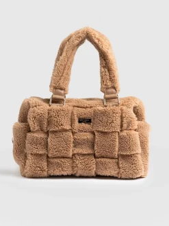 Online Saint and Sofia Teddy Woven Duffle Bag - Caramel