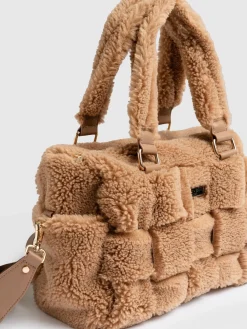 Online Saint and Sofia Teddy Woven Duffle Bag - Caramel