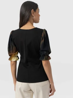 New Saint and Sofia Tori Puff Sleeve Top - Yellow Gradient