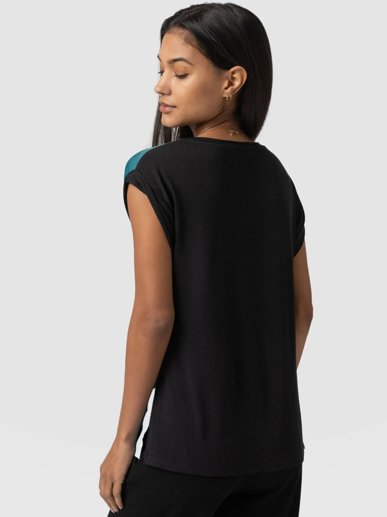 Outlet Saint and Sofia Turn Up Contrast Tee - Blue Coral