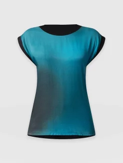 Outlet Saint and Sofia Turn Up Contrast Tee - Blue Coral