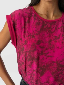 New Saint and Sofia Turn Up Contrast Tee - Pink Marble