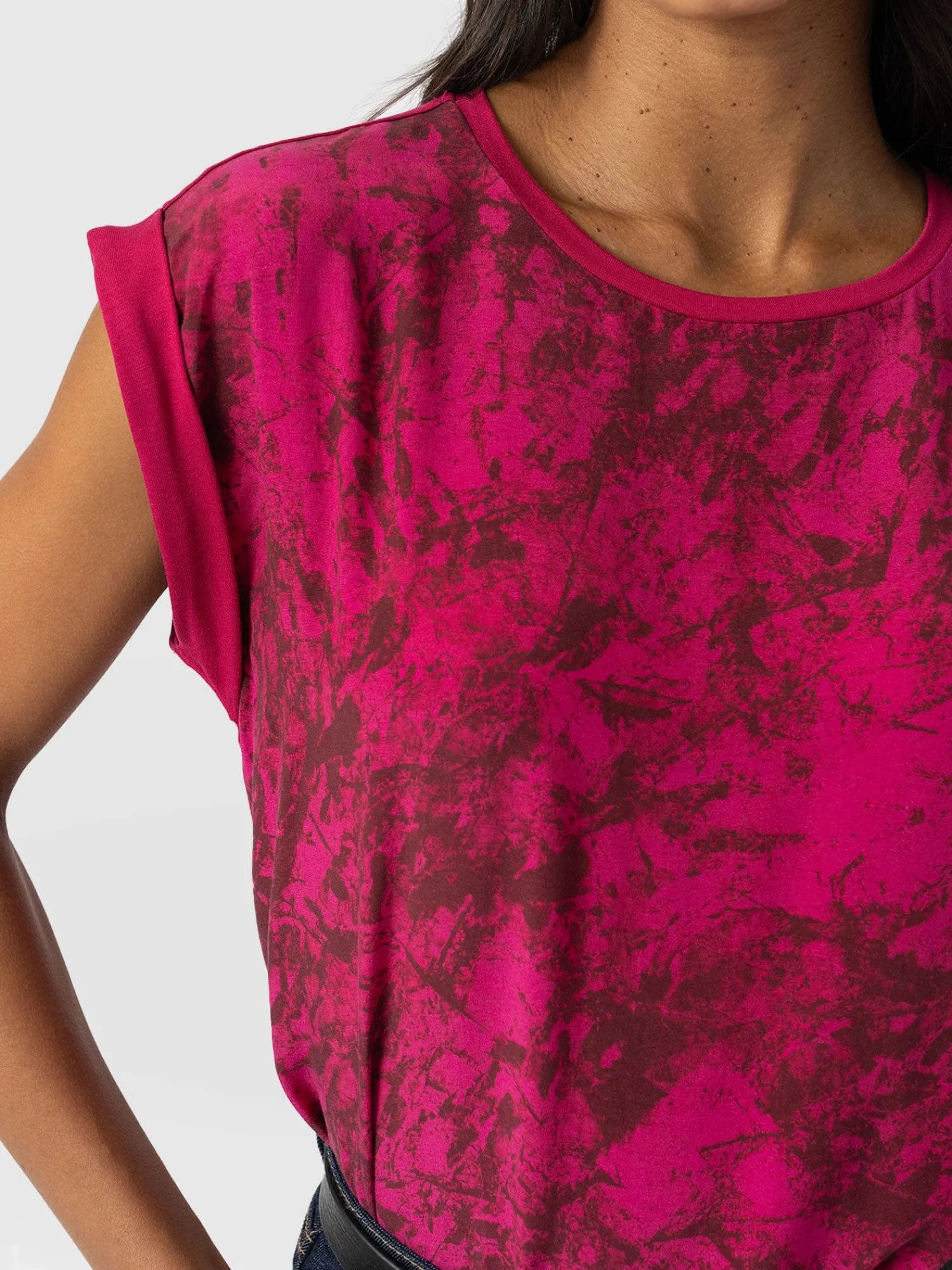 New Saint and Sofia Turn Up Contrast Tee - Pink Marble