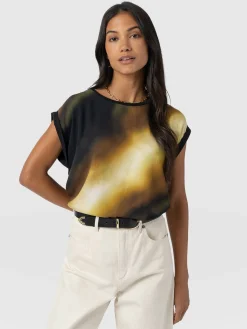 New Saint and Sofia Turn Up Contrast Tee - Yellow Gradient
