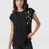 Discount Saint and Sofia Turn Up Tee - Black Lightning