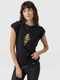 Fashion Saint and Sofia Turn Up Tee - Black Rock N Roll