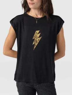 Fashion Saint and Sofia Turn Up Tee - Black Rock N Roll