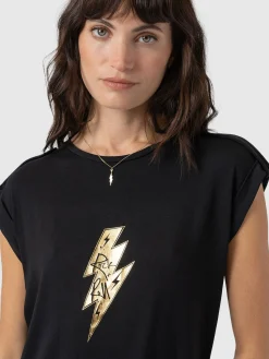 Fashion Saint and Sofia Turn Up Tee - Black Rock N Roll