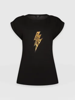 Fashion Saint and Sofia Turn Up Tee - Black Rock N Roll