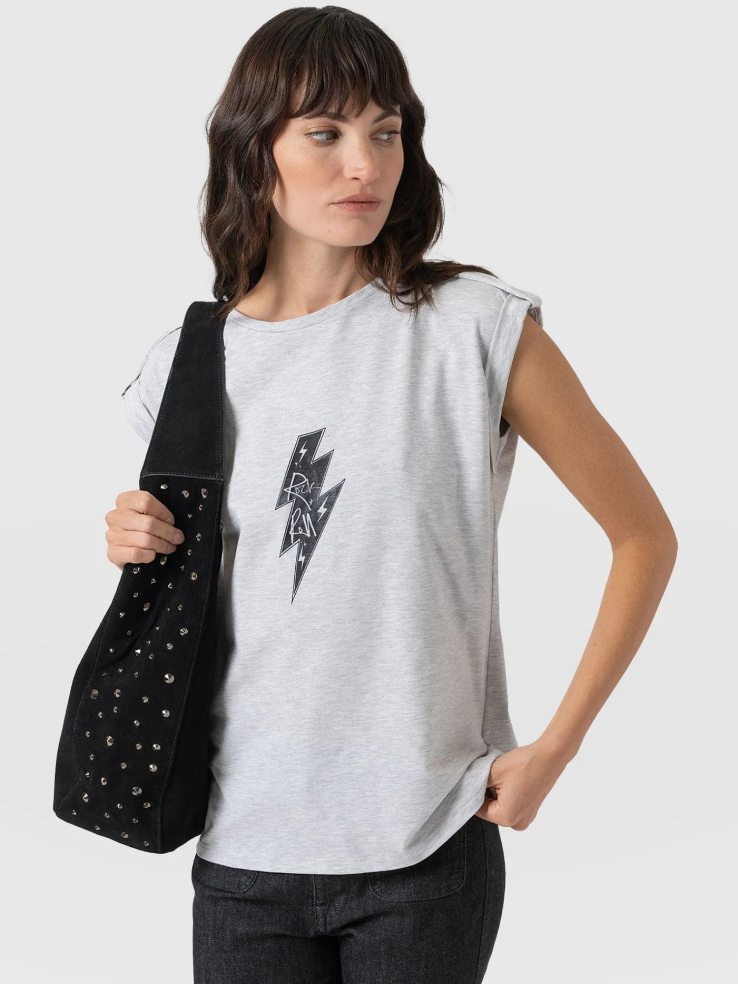 Hot Saint and Sofia Turn Up Tee - Grey Rock N Roll