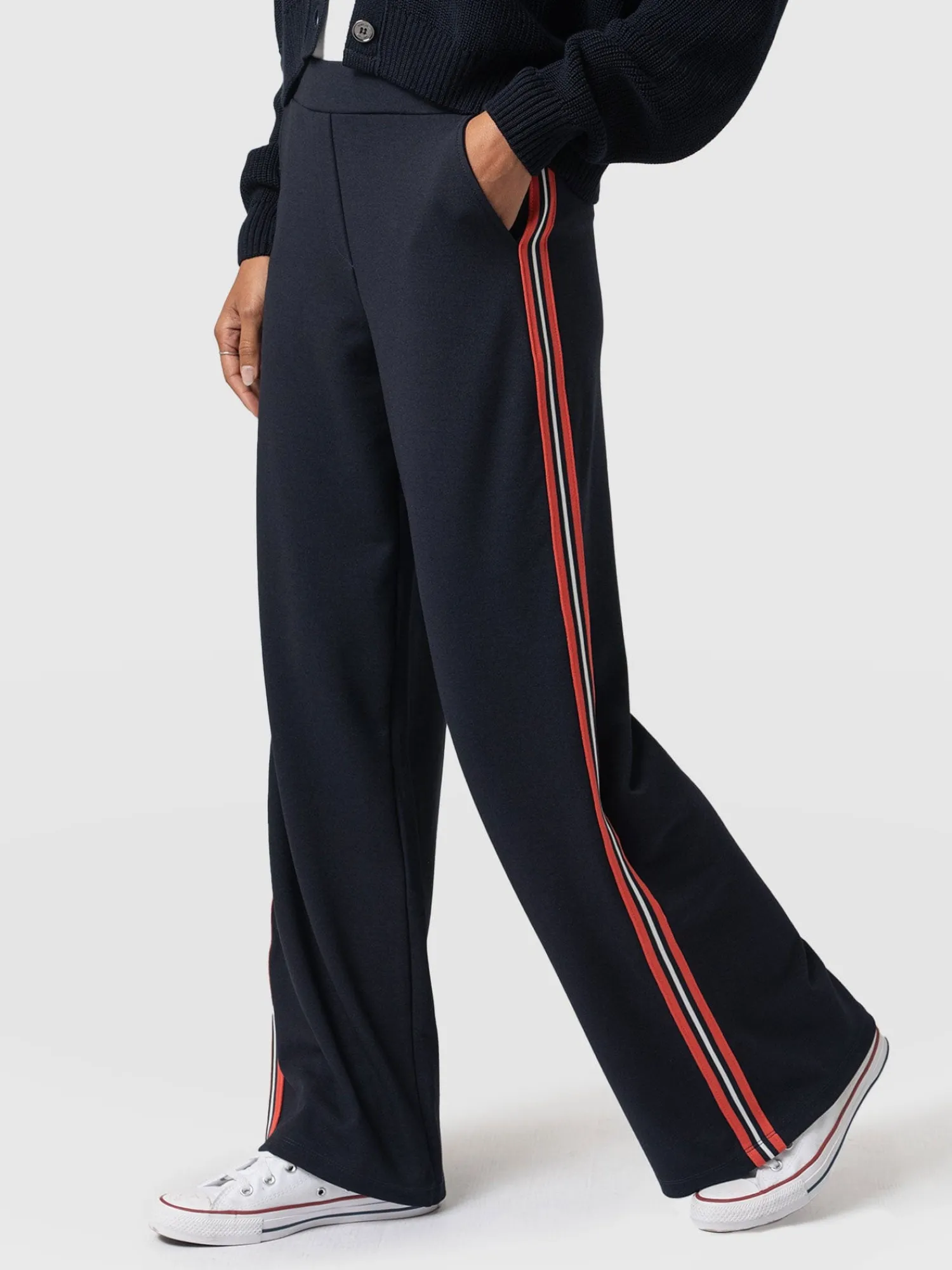 New Saint and Sofia Victory Straight Leg Pant - Navy/Red Stripe