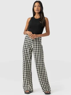 Clearance Saint and Sofia Victory Wide Leg Pant - Black/Cream