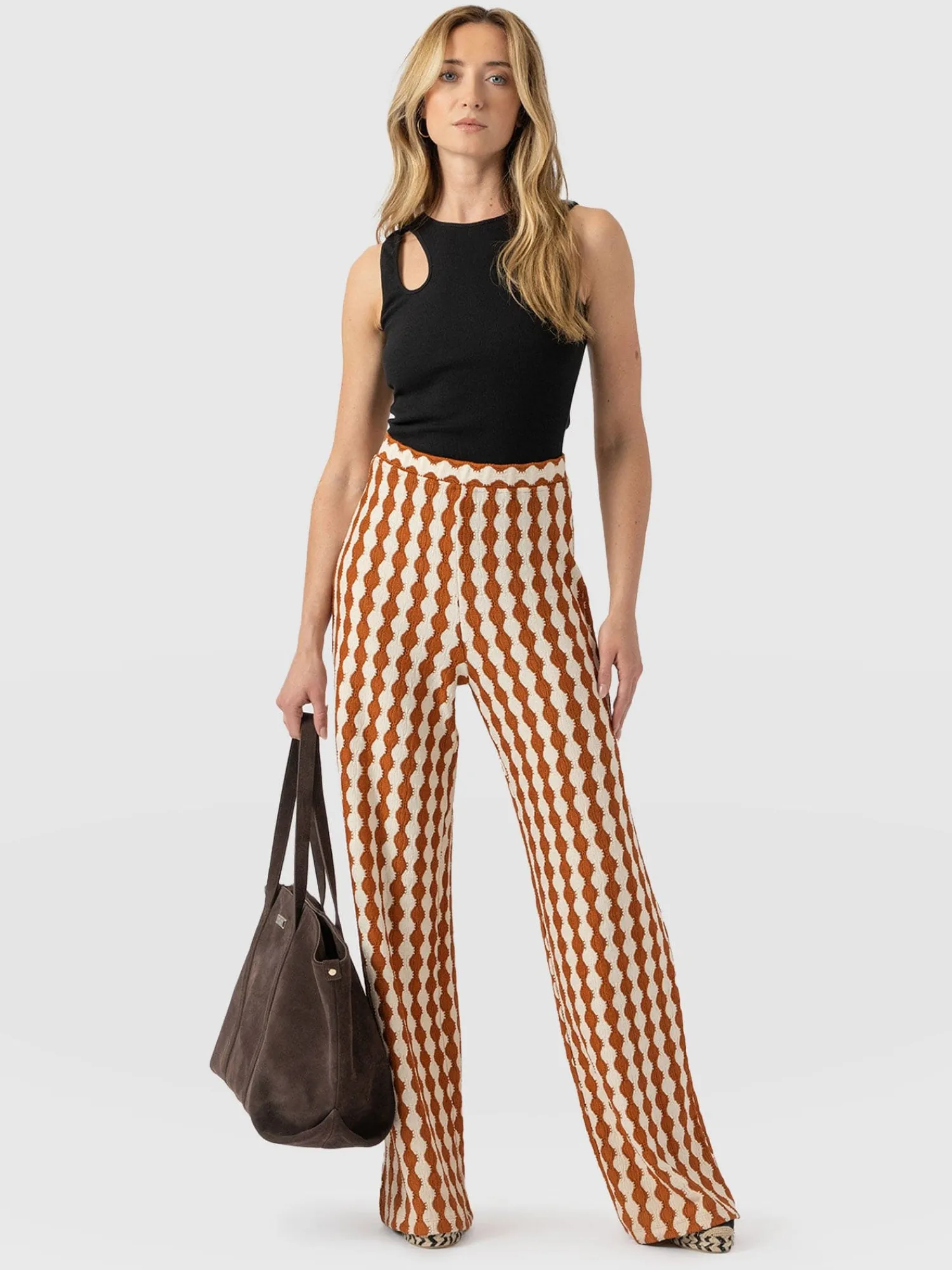 Best Saint and Sofia Victory Wide Leg Pant - Brown/Cream