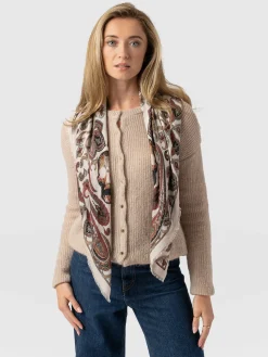 Sale Saint and Sofia Wren Paisley Scarf - Cream/Burgundy