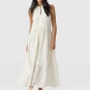 Hot Saint and Sofia Zoey Halter Neck Dress - White Broderie